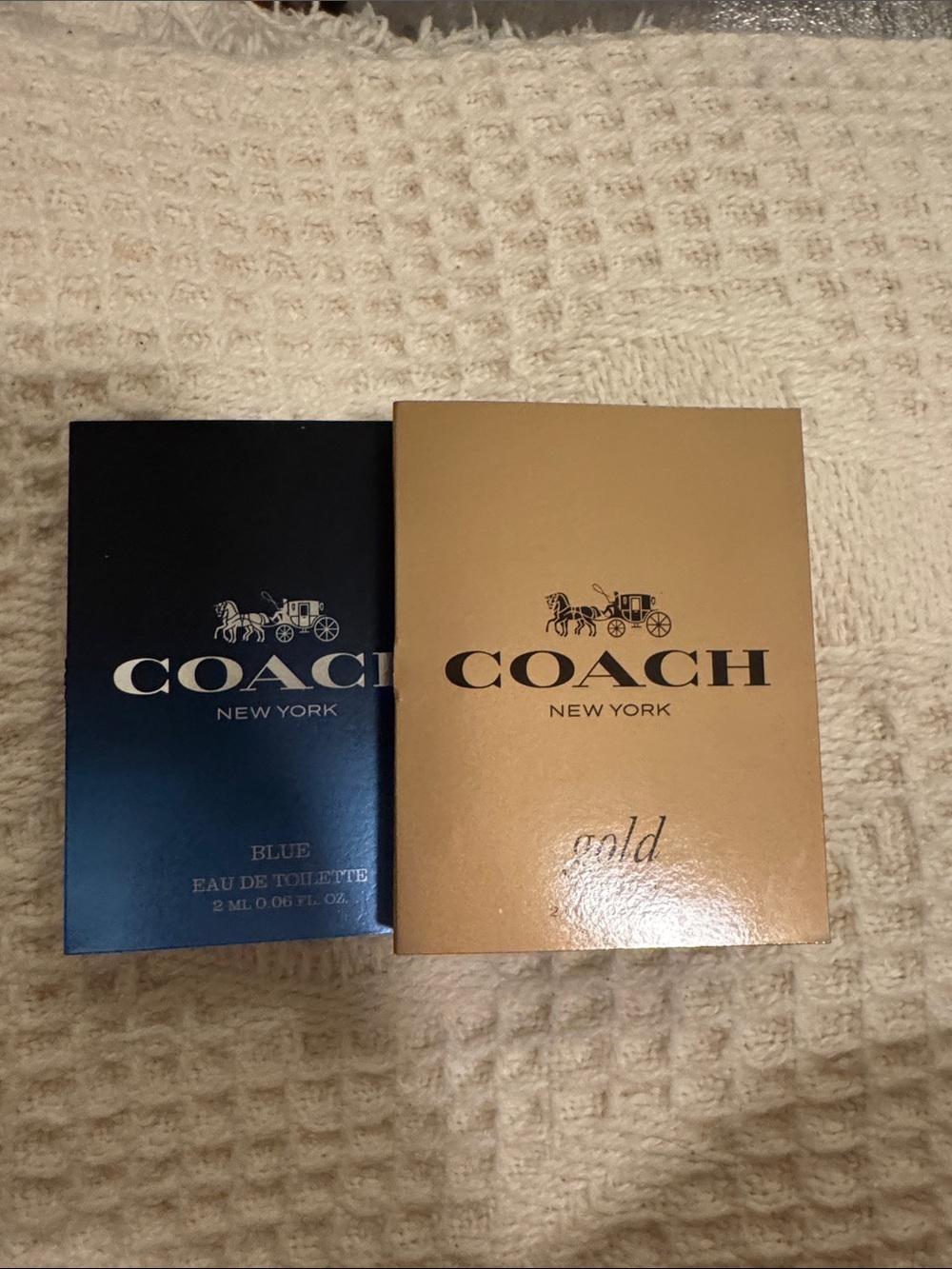 Coach blue and gold eau de toilette, 2ml (0.06 o.z) each